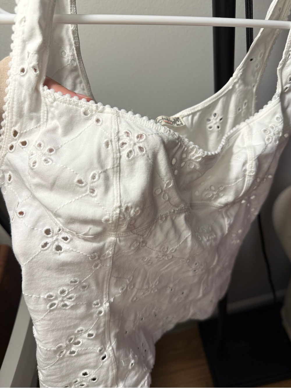 Free People White Eyelet Square-Neck Tank